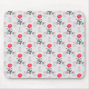 Red Rose Flower Stalk Pattern Design  Mouse Pad