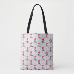 Red Rose Flower Stalk Pattern Design  Tote Bag