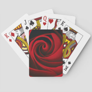 Red Rose Flower Swirl Classy Design Playing Cards