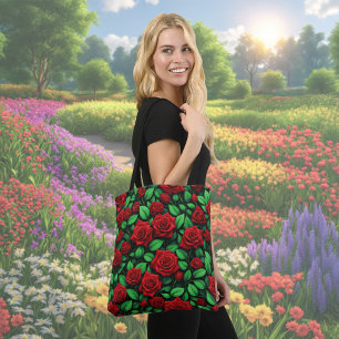 Red Rose Flower Tote Bag