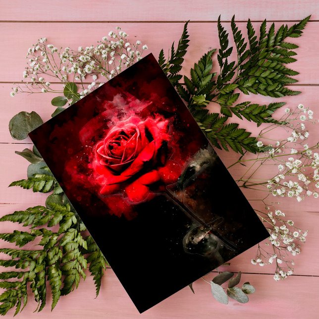 Red Rose flower watercolor - bb Postcard (Creator Uploaded)