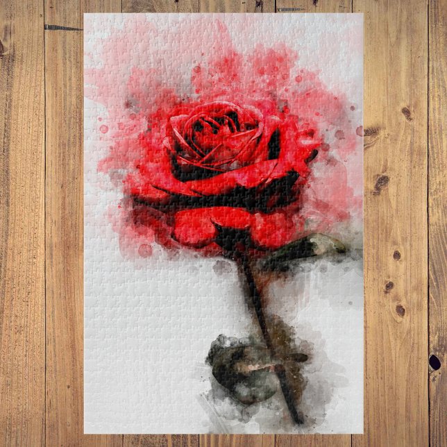 Red Rose flower watercolor - wb Jigsaw Puzzle (Creator Uploaded)