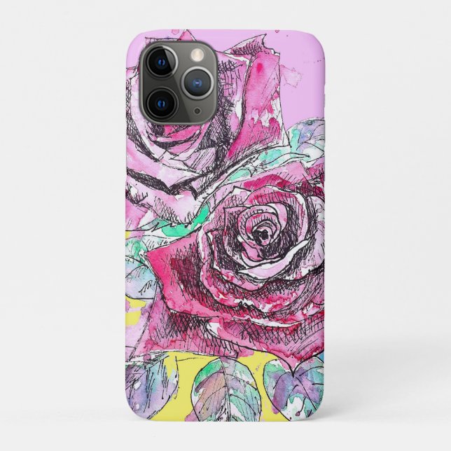 Red Rose Flower Watercolour Colorful Art Case-Mate iPhone Case (Back)