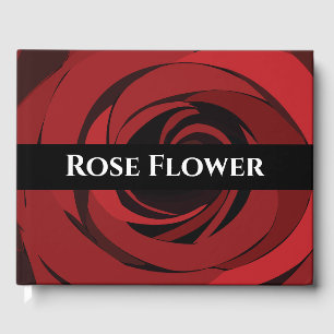 Red Rose Flower Wedding Guest Book