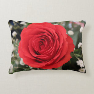 Red Rose Flowered Decorative Cushion