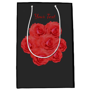 Red Rose Flowers Bouquet Personalised Medium Gift Bag