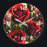 Red Rose Flowers Digital Artwork-58567 Large Clock<br><div class="desc">Red Rose Flowers Digital Artwork-58567</div>