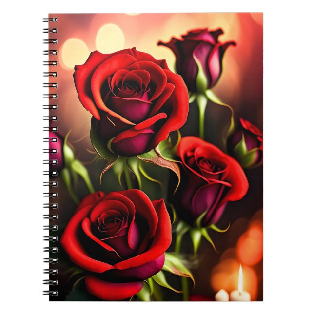 Red Rose Flowers Digital Artwork-58567 Notebook (Front)