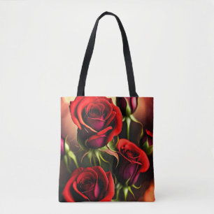 Red Rose Flowers Digital Artwork-58567 Tote Bag