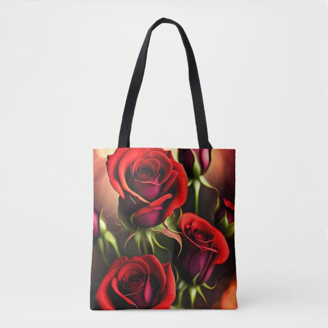 Red Rose Flowers Digital Artwork-58567 Tote Bag (Front)