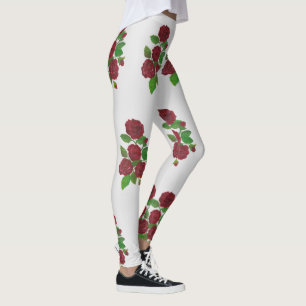 red rose flowers leggings