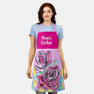 Red Rose Flowers Roses Floral Flower Christmas Apron