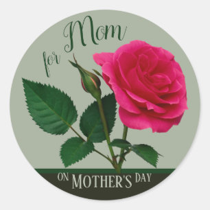Red rose For Mum on Mother's Day CC1099 Classic Round Sticker