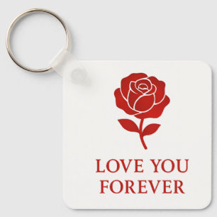 Red Rose Forever Love Symbol Valentine Pocket Key Ring