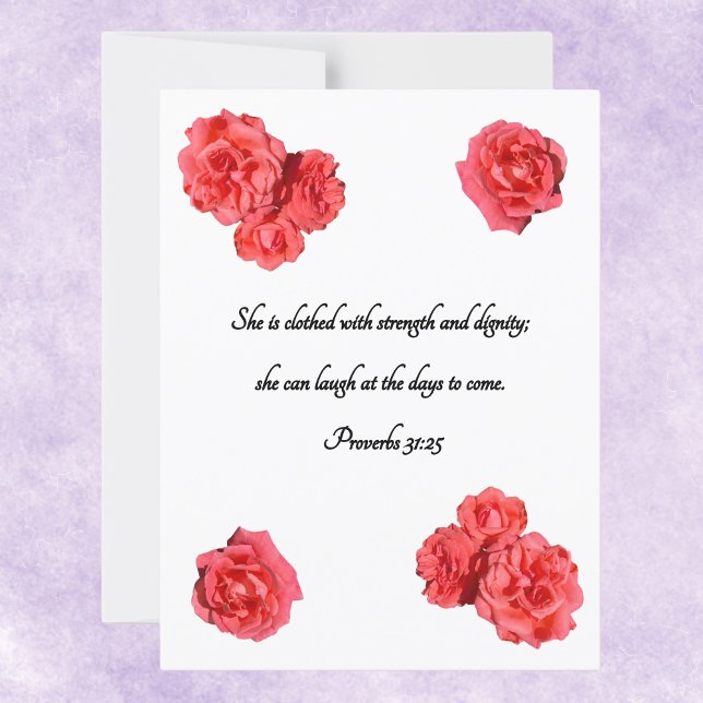 Red Rose Frame Custom Bible Verse Proverbs 31:25  Postcard (Creator Uploaded)