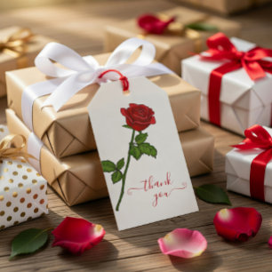 Red Rose Funeral Gift Tag with “Thank You” Message