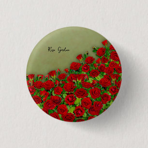 Red Rose Garden Field Vibrant Floral 3 Cm Round Badge