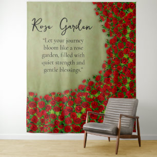 Red Rose Garden Field Vibrant Floral Tapestry
