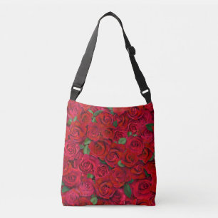 Red Rose Garden Floral Seamless Romantic Pattern Crossbody Bag