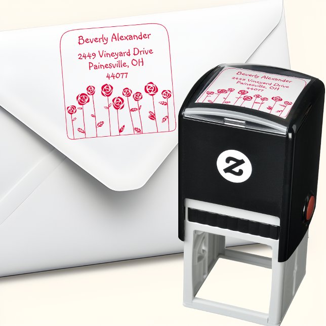Red Rose Garden Self-Inking Return Address Stamp (Creator Uploaded)