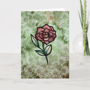 Red Rose Gardening Art roses garden flowers Card
