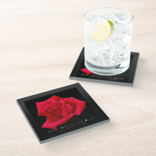 Red Rose Glass Coaster