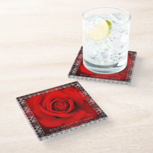 Red Rose [Glass Coaster] Glass Coaster