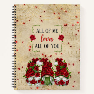 Red Rose Gnomes with Sheet Music Notebook