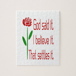 Red Rose God Said It I Believe It That Settles It Jigsaw Puzzle