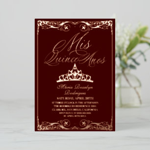 Red & Rose Gold Elegant Quinceanera  Photo  Foil