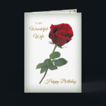 Red rose, golden confetti Wife Birthday Card<br><div class="desc">Birthdayb card  for wife with romantic red rose and golden effect confetti.</div>