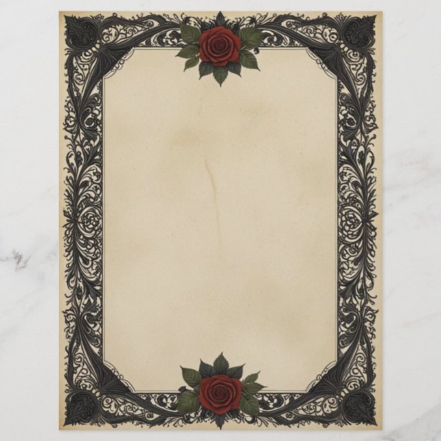 Red Rose Goth Custom Letterhead (Front)