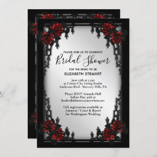 Red Rose Gothic Bridal Shower Iron Gate Invitation