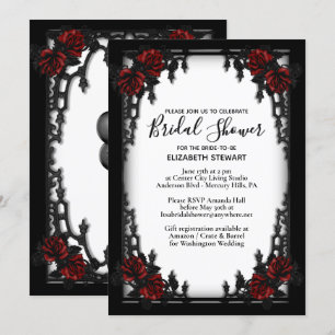 Red Rose Gothic Bridal Shower w Registration Info Invitation