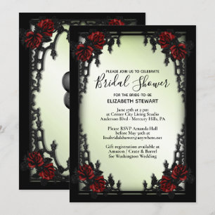 Red Rose Gothic Bridal Shower w Registration Info Invitation