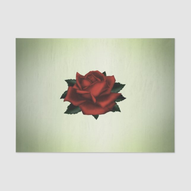 Red Rose Gothic Green  Tissue Paper (Front)