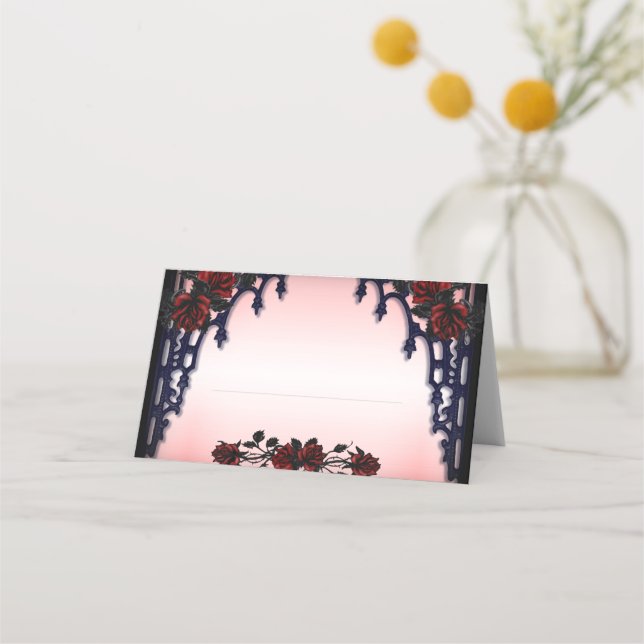 Red Rose Gothic Place Card (Front)