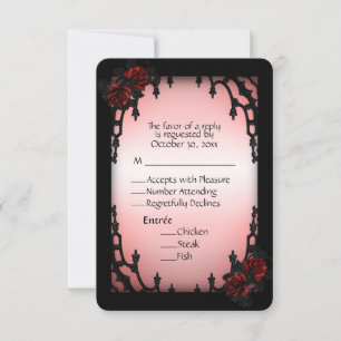 Red Rose Gothic RSVP with Menu Choice