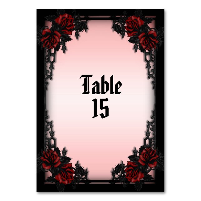 Red Rose Gothic Table Number (Front)