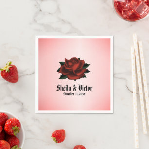 Red Rose Gothic Wedding Personal Napkin