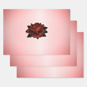 Red Rose Gothic Wedding Wrapping Paper Sheet