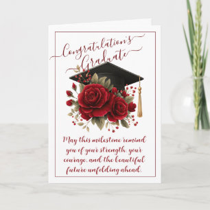 Red Rose Graduation Card with Printed Message