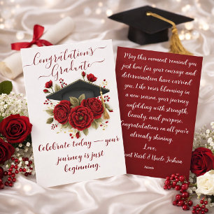 Red Rose Graduation Card with Printed Message