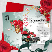 Red Rose Green Lowrider Mexicana Chola Quinceanera