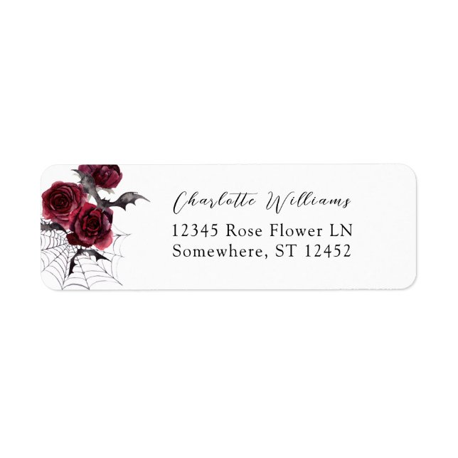 Red Rose Halloween Bats Return Address 2 (Front)