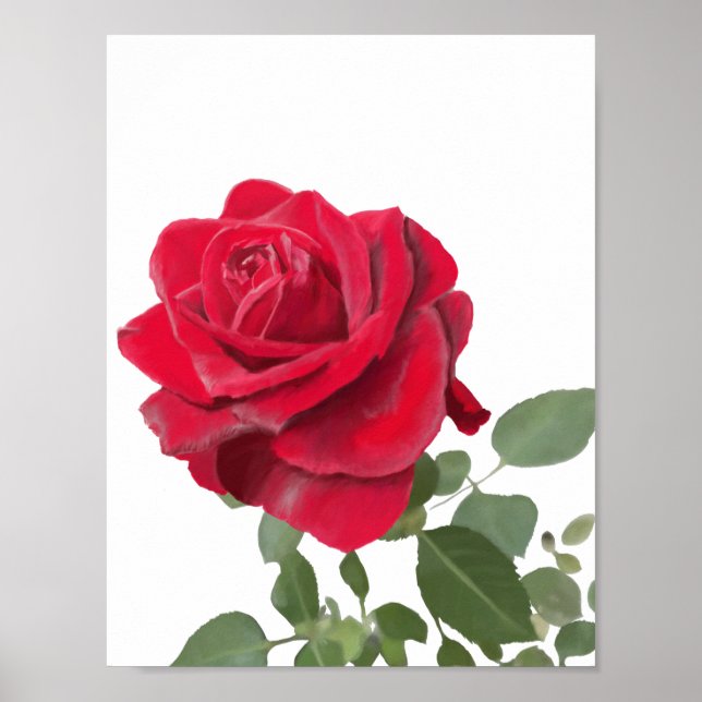 Red Rose - Hand painted Poster (Front)