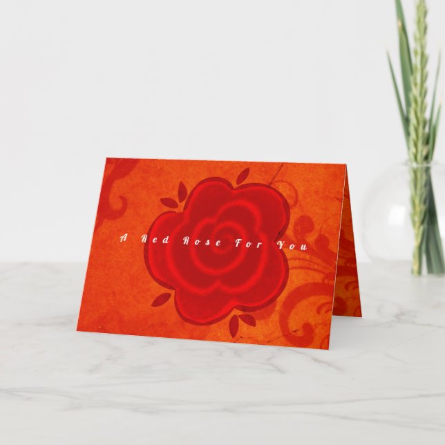 Red Rose Happy Birthday Folded Greeting Card (Front)
