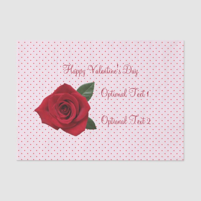 Red Rose Happy Valentine's Day Gift Tissue Paper (Front)