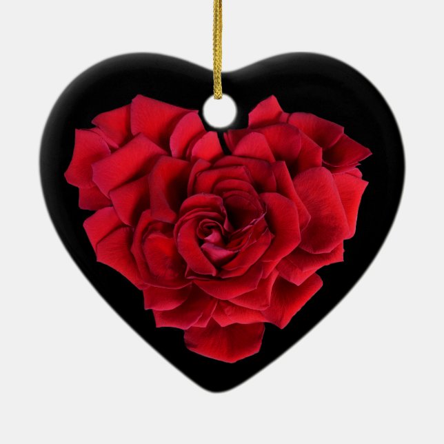 Red Rose Heart Ceramic Tree Decoration (Back)