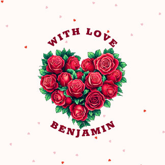 Red rose heart shape floral love valentine's day classic round sticker